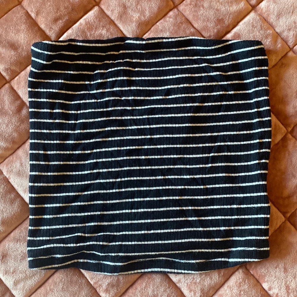 Never worn, black and white striped halter top